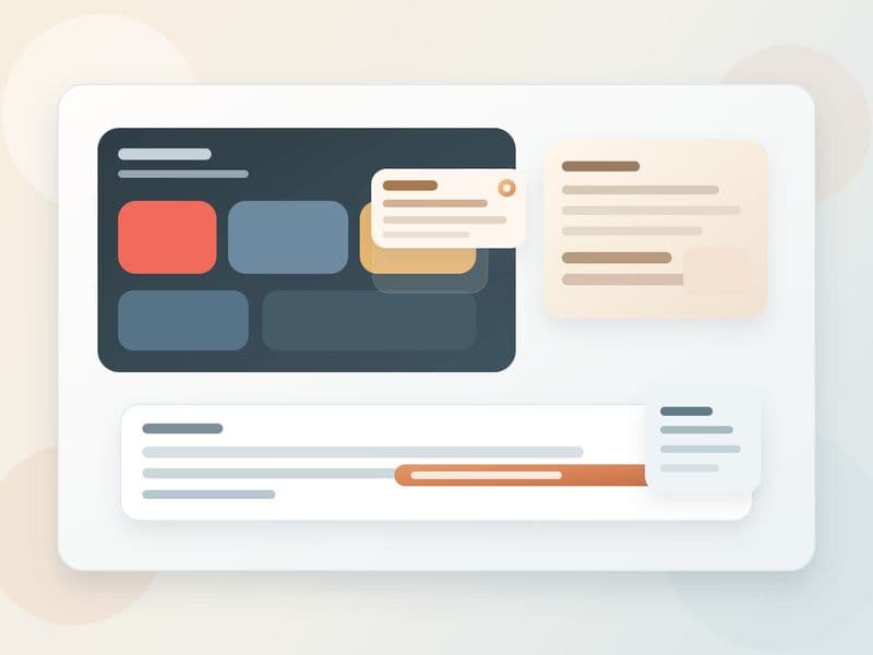 Warm design workspace with Figma-style comments, rationale notes, and an inline sentence suggestion