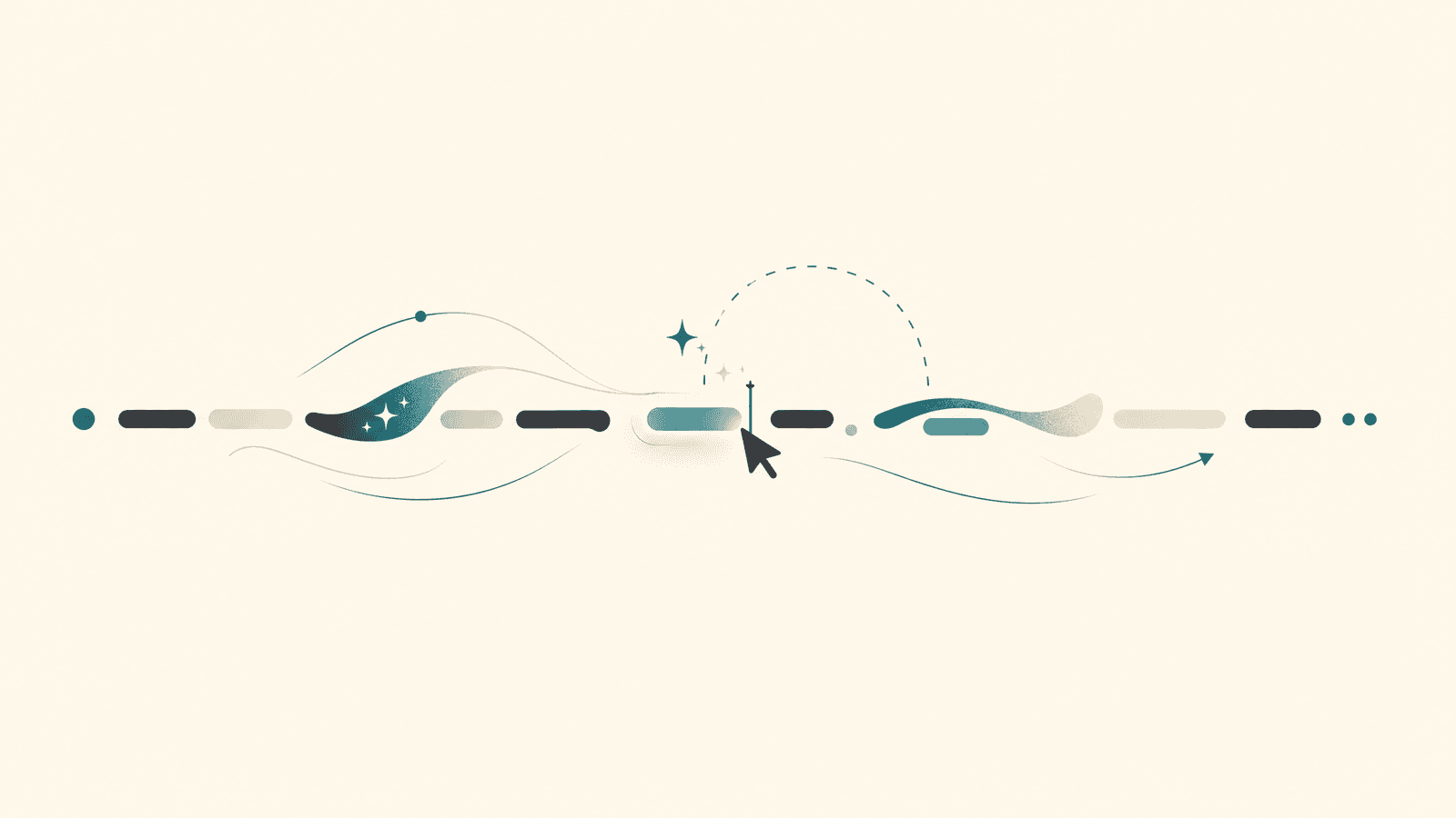 Abstract editorial hero image for Why AI writing help should live inside the sentence