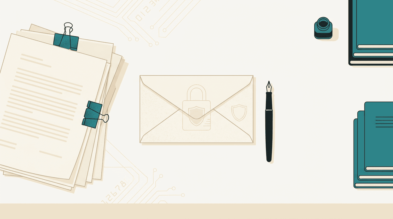 Illustration of legal documents and a sealed envelope suggesting confidential attorney-client correspondence